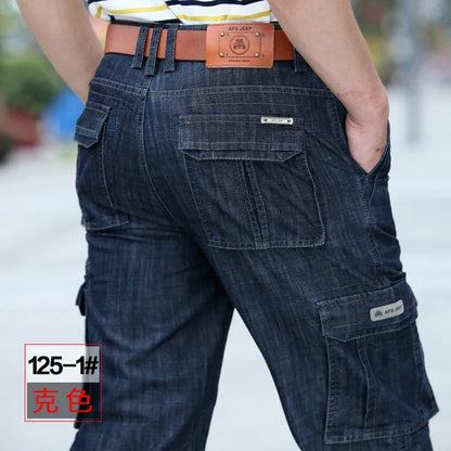 High Quality Men's Jeans Multi Pocket Denim Cargo Pants Oversized Casual Pants Men Clothing Loose Trousers 29-44