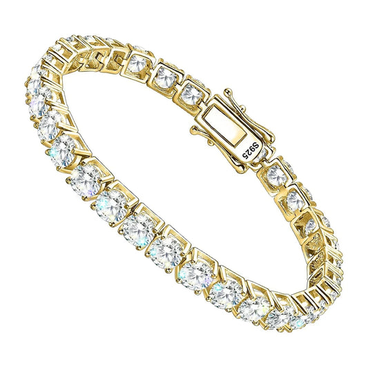 Bracelet de tennis de luxe 4MM pour femmes et hommes, entièrement serti de diamants Moissanite de laboratoire, bijoux de mariage en argent S925 avec certificat.
