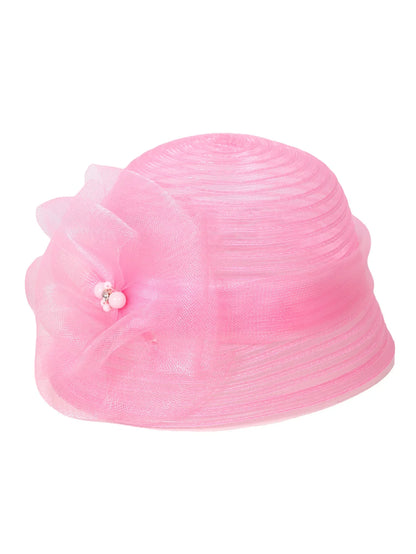 Floral Derby Fascinator Hat & Fedora for Women - Wedding Bridal Church Tea Party Formal Dress Accessories, Floppy Sun Caps