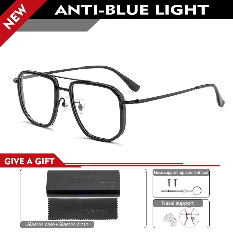 Fashion New Business Men's Large-rimmed Glasses Can Be Customized Prescription Anti-blue Light Glasses Retro Glasses Frame