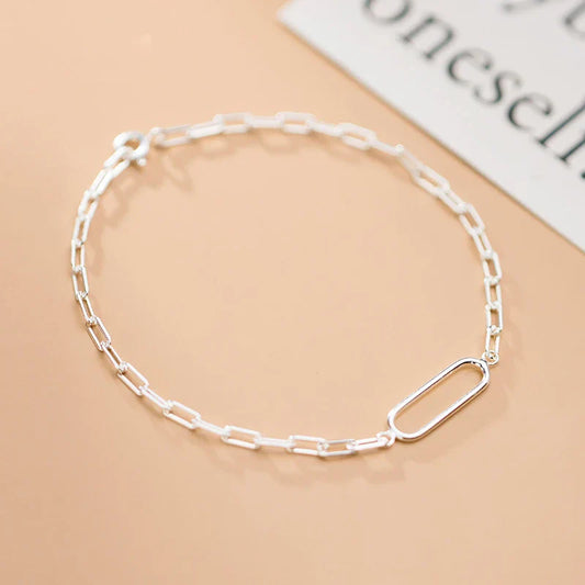 Nouveauté Bracelet jonc ovale empilable simple entrelacé en argent sterling 925 pour femme Bijoux fins géométriques