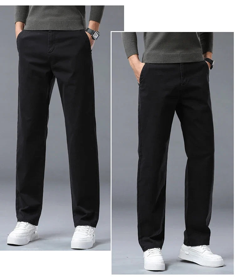 190 Cm Tall Men's Pants Summer Straight Chino Trouser Male Stretch Cotton Office Work Extra Long Leg Length 115 110cm Lengthed
