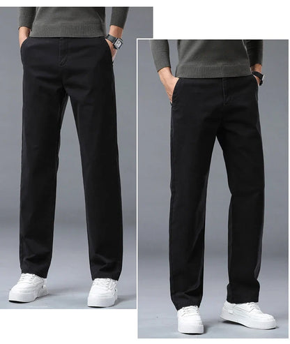 190 Cm Tall Men's Pants Summer Straight Chino Trouser Male Stretch Cotton Office Work Extra Long Leg Length 115 110cm Lengthed