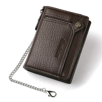 1pc Men's New Multifunctional Wallet, Large Capacity Credit Card Bag, PU Purse With Chain Strap