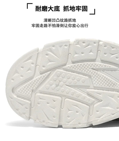 Autumn Men's Sneakers New Breathable Workwear Shoes Trendy Thick Soled Shoes Anti Slip White Casual Skateboard Shoes Ankle Boots