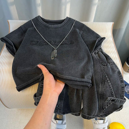 Denim Kids Boys Clothes Set 2026 Children's Clothing Boy Summer Wear Year Old Boy's Top Bottom Baby 4 Years From Child Suit 7 12