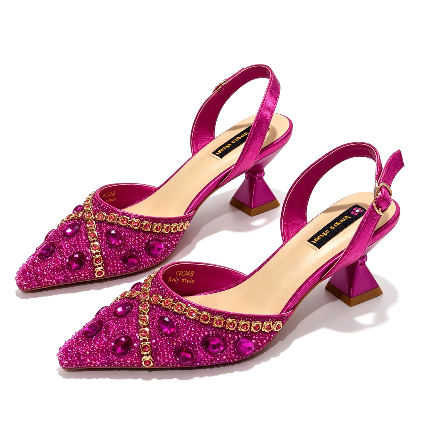 2026 Nigerian Women Heel Ladies Italian Luxury Design Green Shoes And Bag Set Decorated with Rhinestone Handbag Wedding Party
