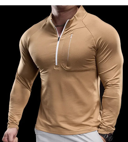 2024 New Men's Sports Gym Fitness Tops Running Training Clothes Round Neck Quick-drying Breathable Long-sleeved T-shirt Autumn