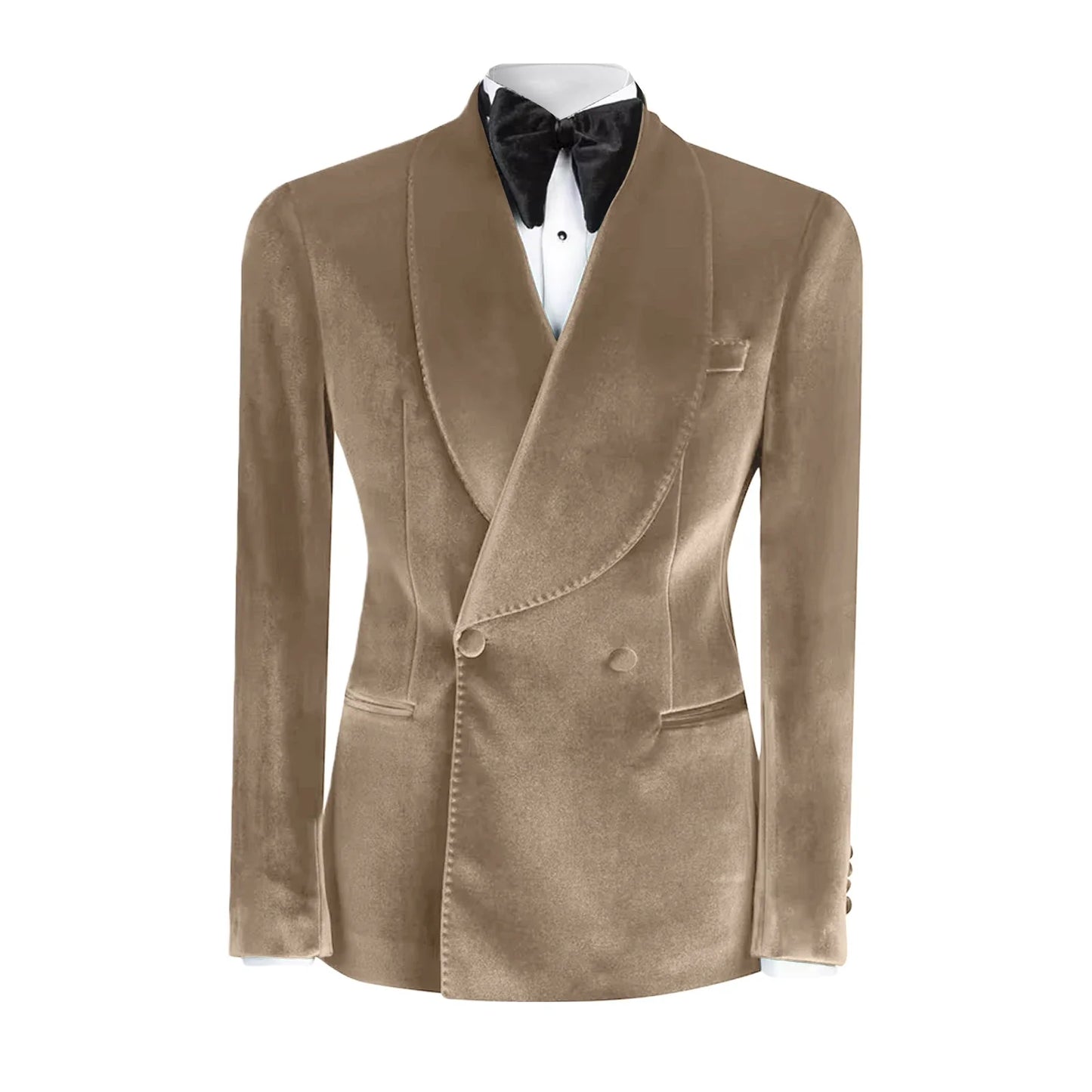 Vintage Velvet Wedding Tuxedos Jacket Double Breasted Men Blazers Suit Peaked Lapel Groom Wear Party Sport Coats Customized