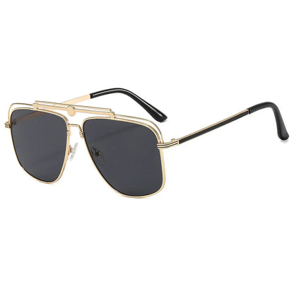 Big Metal Frame Gradient Sunglasses UV400 Protection Classic Sun Glasses Driving Oversized Square Sunglasses for Women & Men