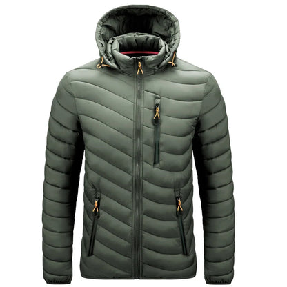Mens Lightweight Outdoor Puffer Jacket Hooded Insulated Thermal Puffy Winter Heated Running Travle Casual Cotton Outdoor Coat
