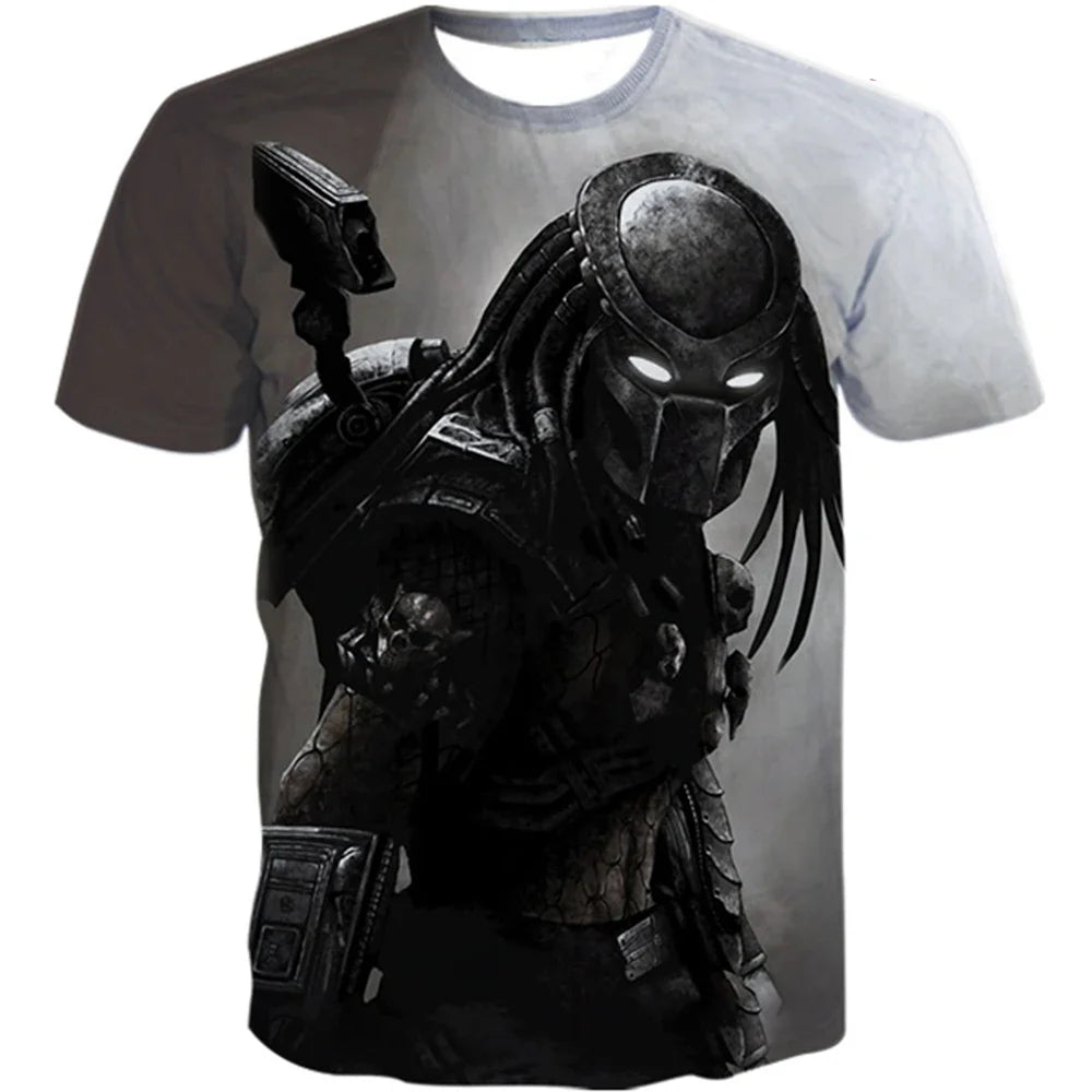 Creative Horror Design Predator 3D Printing Summer Fashion Leisure Cool Personality Street Style Short Sleeve