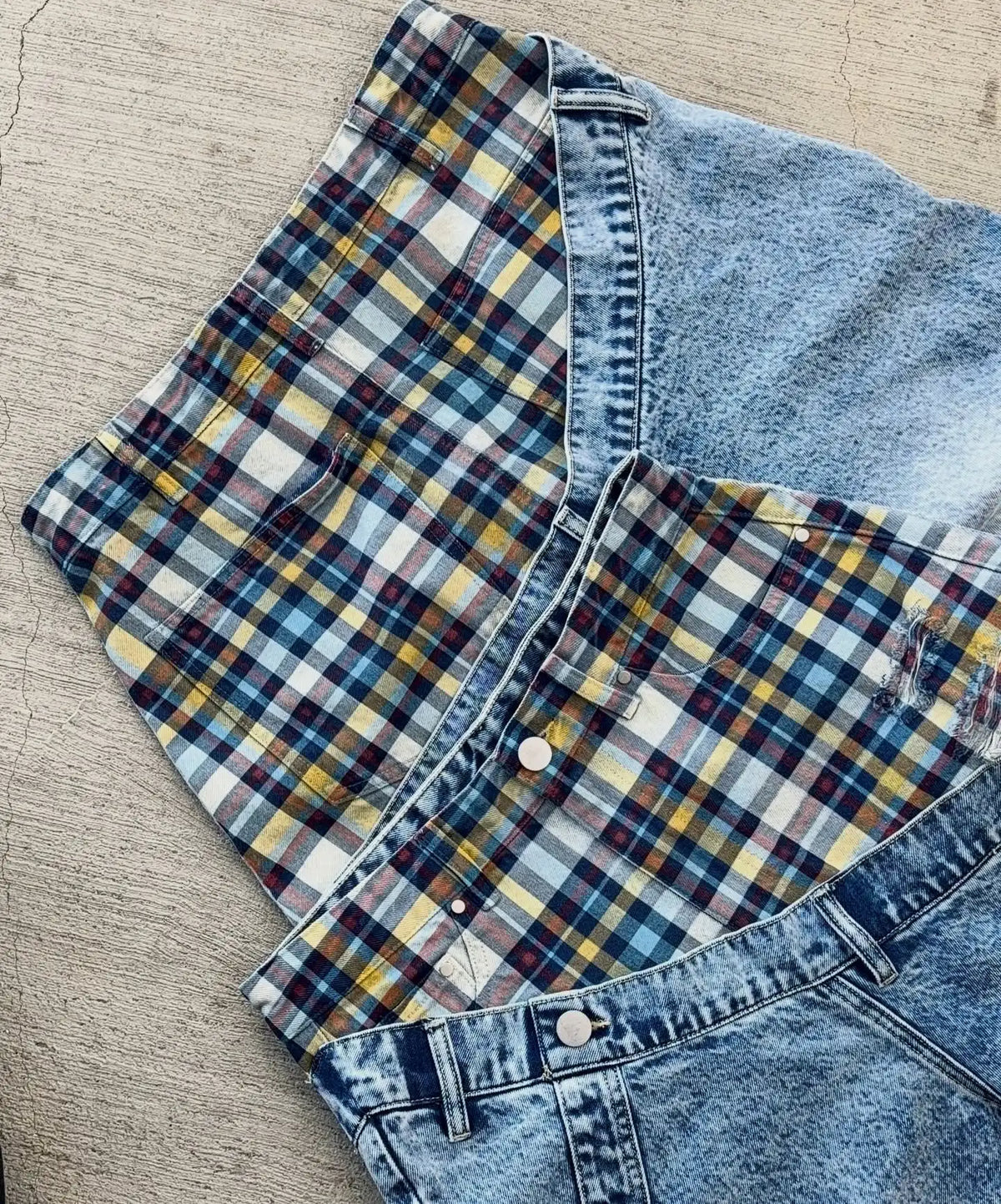 Y2k Slanted Runway Baggy Jeans Retro Plaid Patchwork Men Women Wide Leg Pants American Hip Hop Streetwear Unisex Casual Jeans