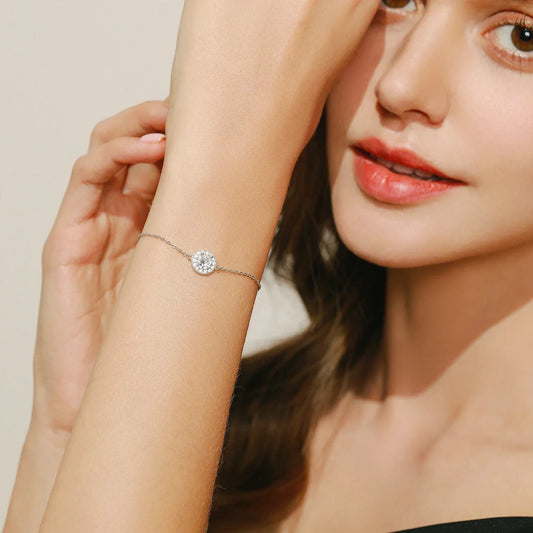 Bracelet à maillons en argent sterling 925 pur, avec oxyde de zirconium étincelant de 1,0 carat, pour femme, idéal pour mariage et fiançailles