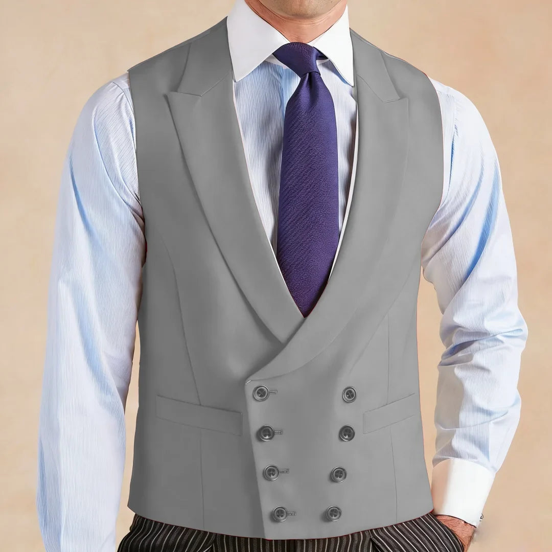 Men Vest White With Lapel Solid Double Breasted Waistcoat For Wedding Banquet Business Work Office Casual Daily Men Suit Vest