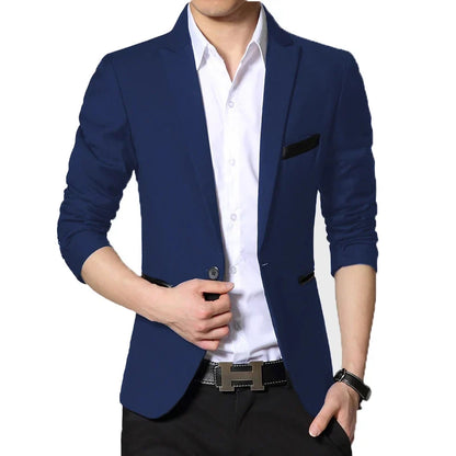 Spring Autumn Blazer Men Suit Cardigan Blazer One Button Casual Plus Size Easy Care Dress Jacket Men
