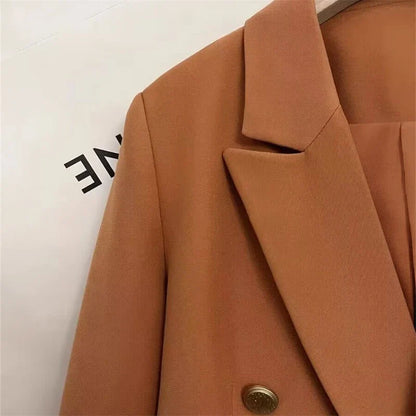 Autumn Elegant Office Lady Suits Blazer Stylish Women OL Work Blazer Casual Solid Crop Top Lapel Neck Long Sleeve Outwear 2025