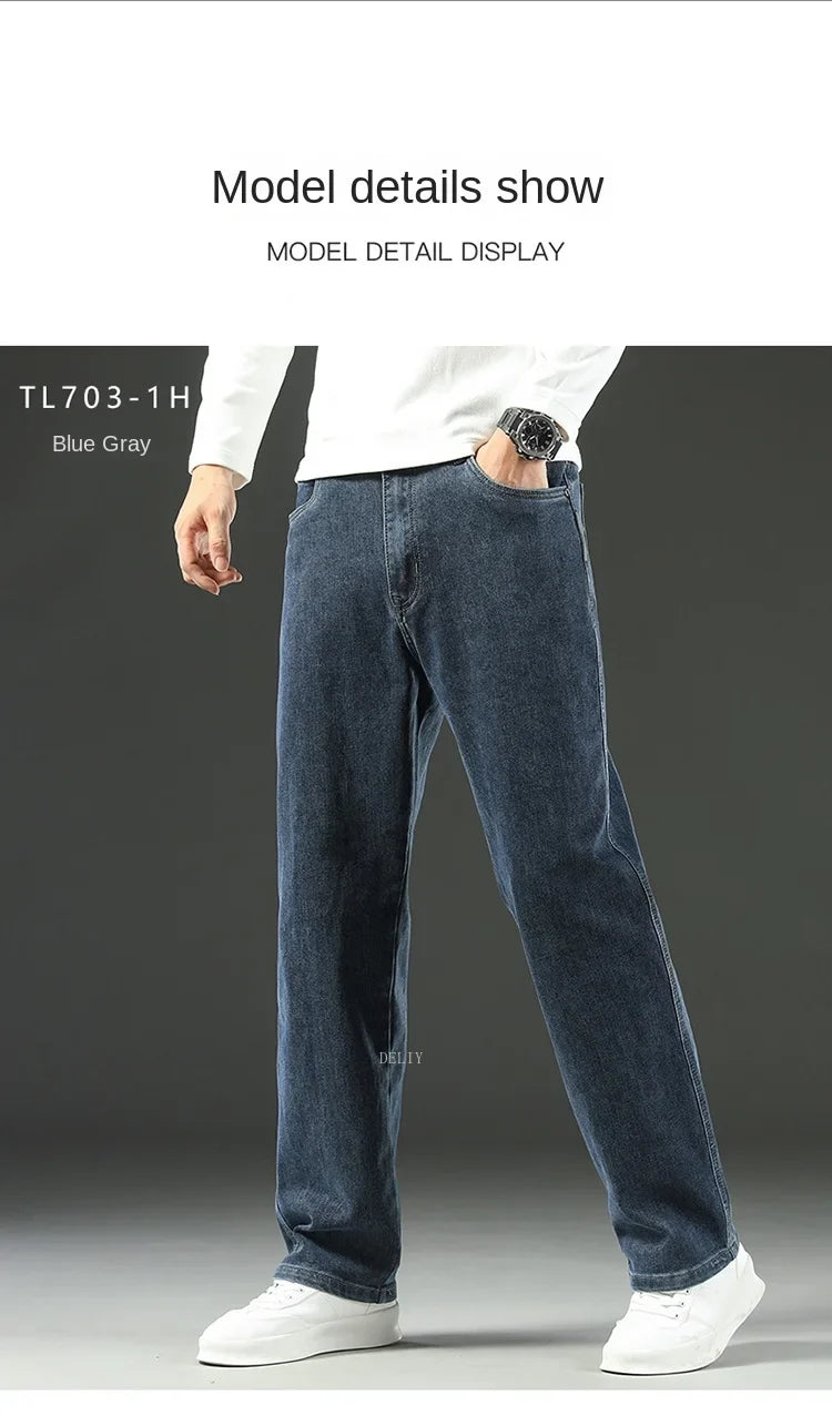 2026 New Y2K  Autumn and Winter Baggy  Jeans Men's  Loose Straight Wide-leg Business Trousers Mens Clothing