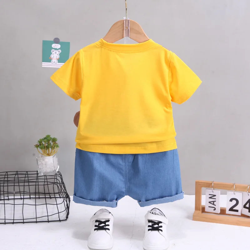 0-5Years New Baby Boys Girls Summer Clothes Sets Kids Cartoon Cotton T Shirt Shorts 2pcs/sets Children Clothing Tracksuits Set