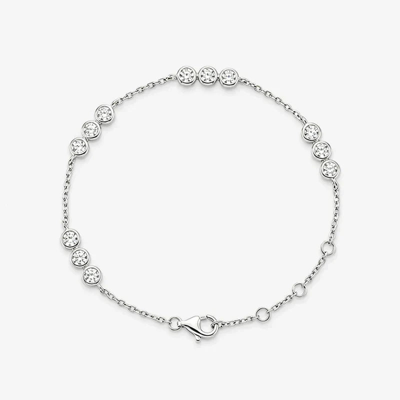 3mm Bubbles Adjustable Real All Moissanite Bracelets for Women Men Classic Lab Diamond Chain S925 Sterling Silver Jewelry