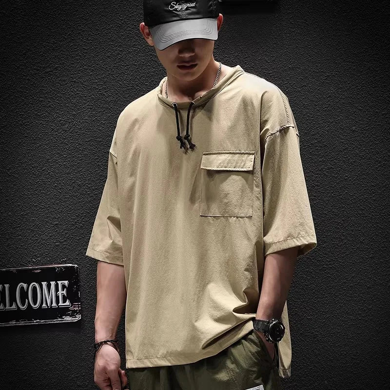 Men's Summer Thin Short Sleeve T-Shirt Ice Silk Quick Dry Large Size round Neck Sport Loose Casual Workwear Breathable Sweat ...