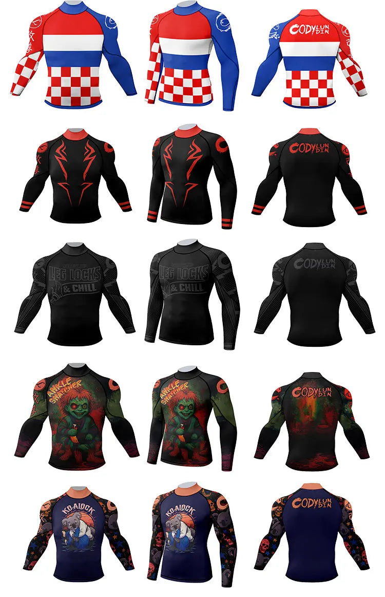 Cody Lundin Wrestling Compression T Shirt Men Full Subliamtion Brazilian Jiu-Jitsu MMA Shor Sleeve Rashguard With Anti Rubber