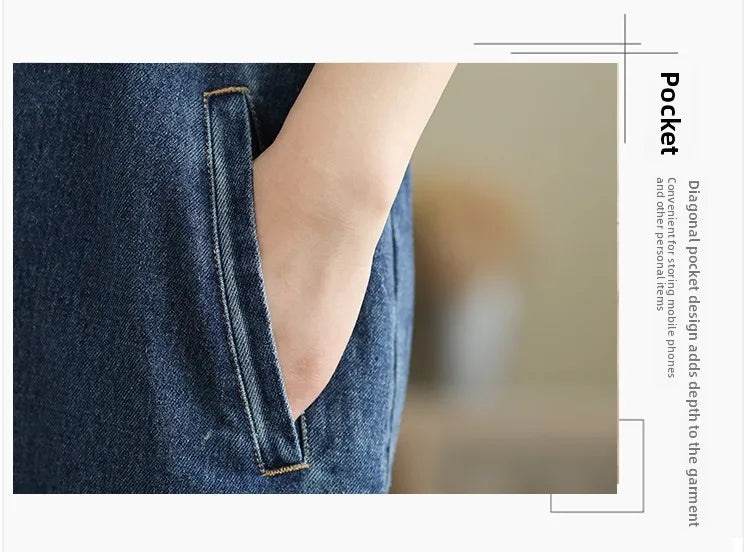 Spring 2025 New Vintage Large Size Loose Embroidered Denim Overalls High Waist Long Pants Women's Faion Casual Jeans