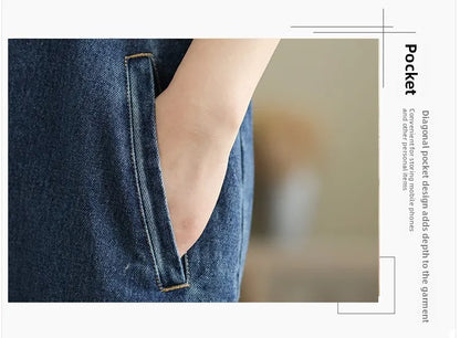 Spring 2025 New Vintage Large Size Loose Embroidered Denim Overalls High Waist Long Pants Women's Faion Casual Jeans
