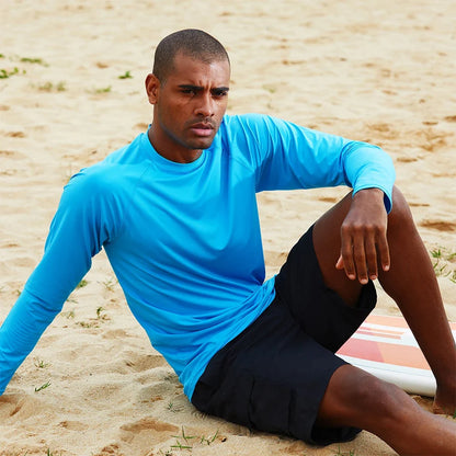 Men's Long Sleeve Swim Shirts Rashguard UPF 50+ UV Sun Protection Shirt Athletic Workout Running Hiking T-Shirt Swimwear