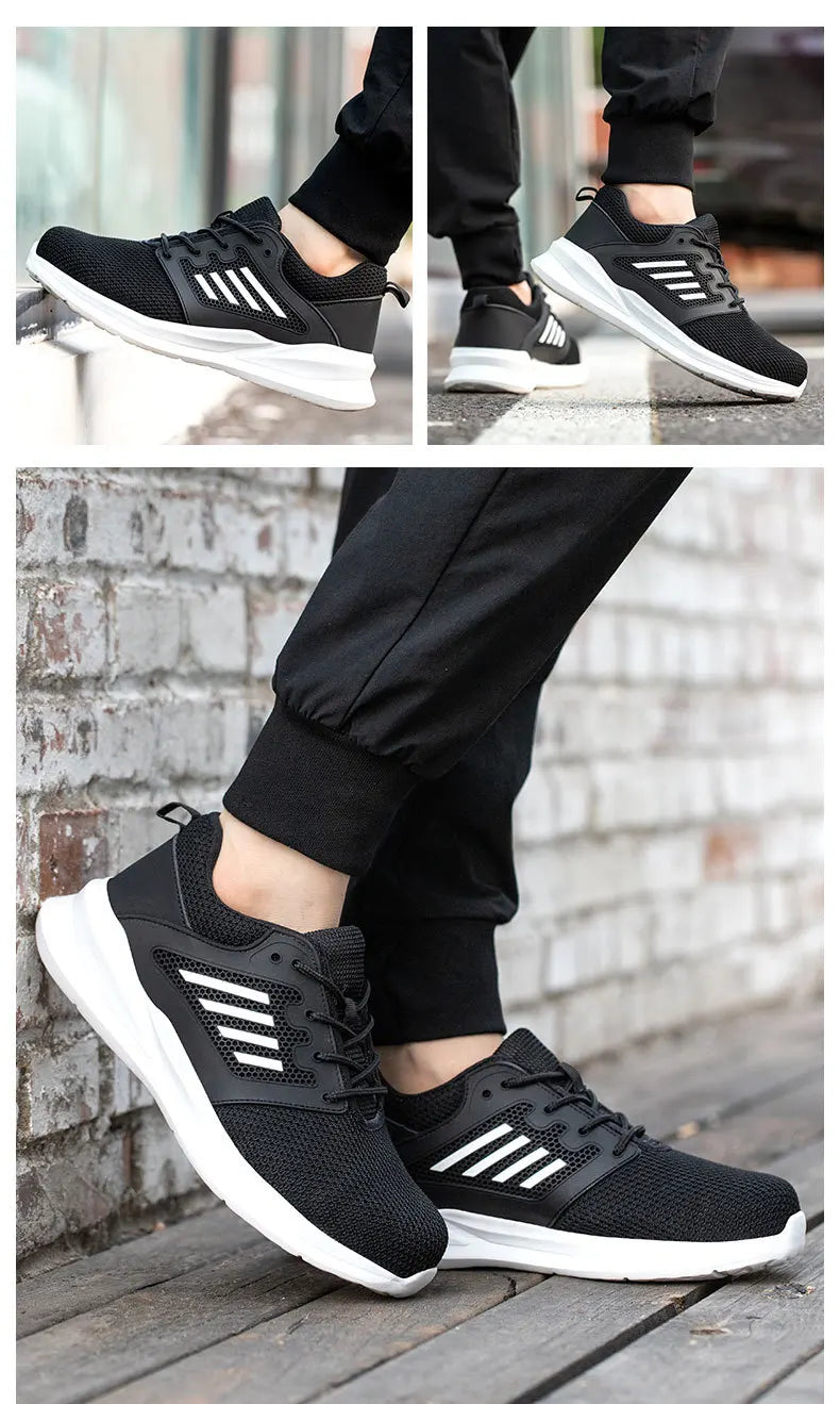 Fashion Safety Shoes Men Steel Toe Sneakers Puncture Proof Breathable Work Boots Man Comfy Work Shoes Slip and Oil Resistant