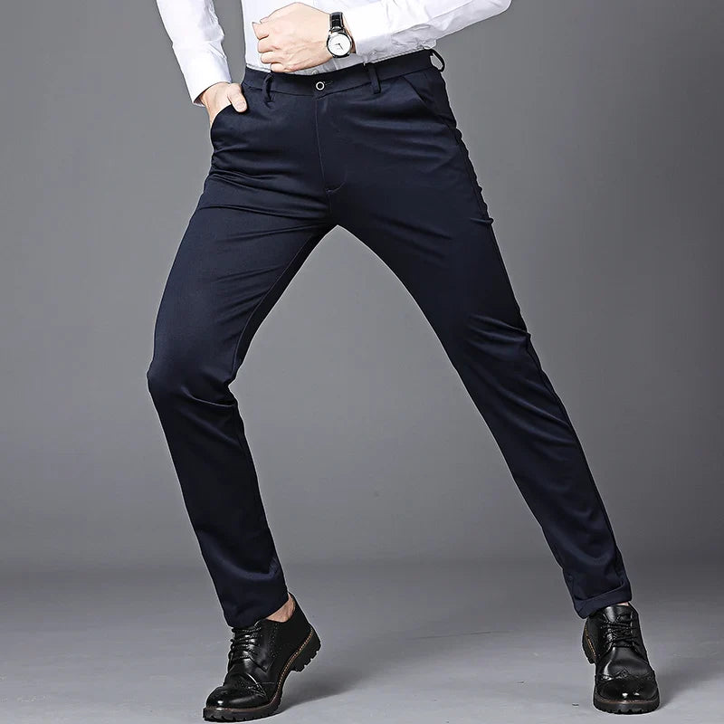 Male Pants Stretch Solid Black Smart Casual Men's Trousers Office Quick Dry Suit Pants New Spring Autumn Korean Straight Pants