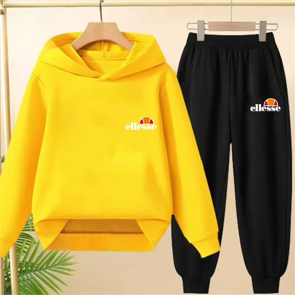 Black Children Hoodie Child print 3-12 Years Old Boys Girls Toddler hoodie Coat Top+Pants Stylish Casual Sweatshirt Set