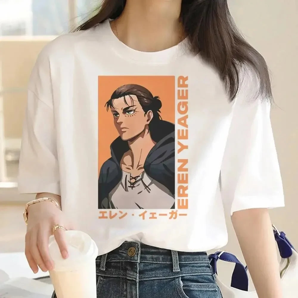 2024 New Anime Attack Titan Graphic Printing Harajuku T-Shirt Casual Fashion Short Sleeve Plus Size T-Shirt Ladies Short Sleeve