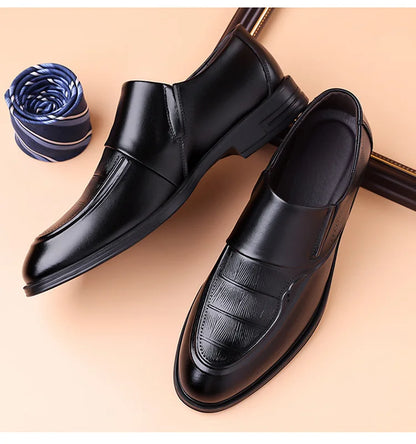 Spring Autumn New Leather Shoes for Men Solid Color Business Casual Shoes Male Fashion British Style Dress Shoe Man