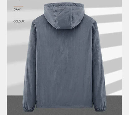 Summer Outdoor Quick Dry Sun-Protective Thin Jacket Men Hiking Fishing Cycling Hooded Gym Sport Windbreaker Ultra Light Coats