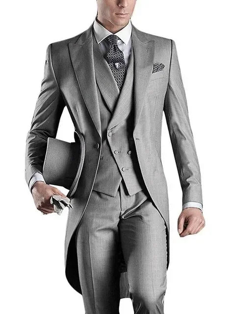 Costume Homme 3 Pieces Fashion Tuxedos Groom Wedding Men Suits Tuxedo Terno Masculino De Pour Hommes Blazer (Jacket+Pants+Vest)