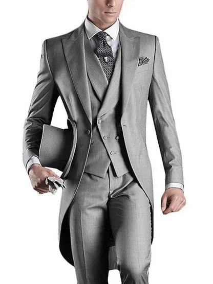 Costume Homme 3 Pieces Fashion Tuxedos Groom Wedding Men Suits Tuxedo Terno Masculino De Pour Hommes Blazer (Jacket+Pants+Vest)