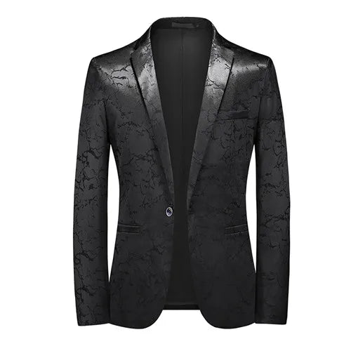 Classic Black Jacquard Suit Male Business Casual Coat Fashion Men Wedding Party Tuxedo Dress Blazers Slim Fit Tops
