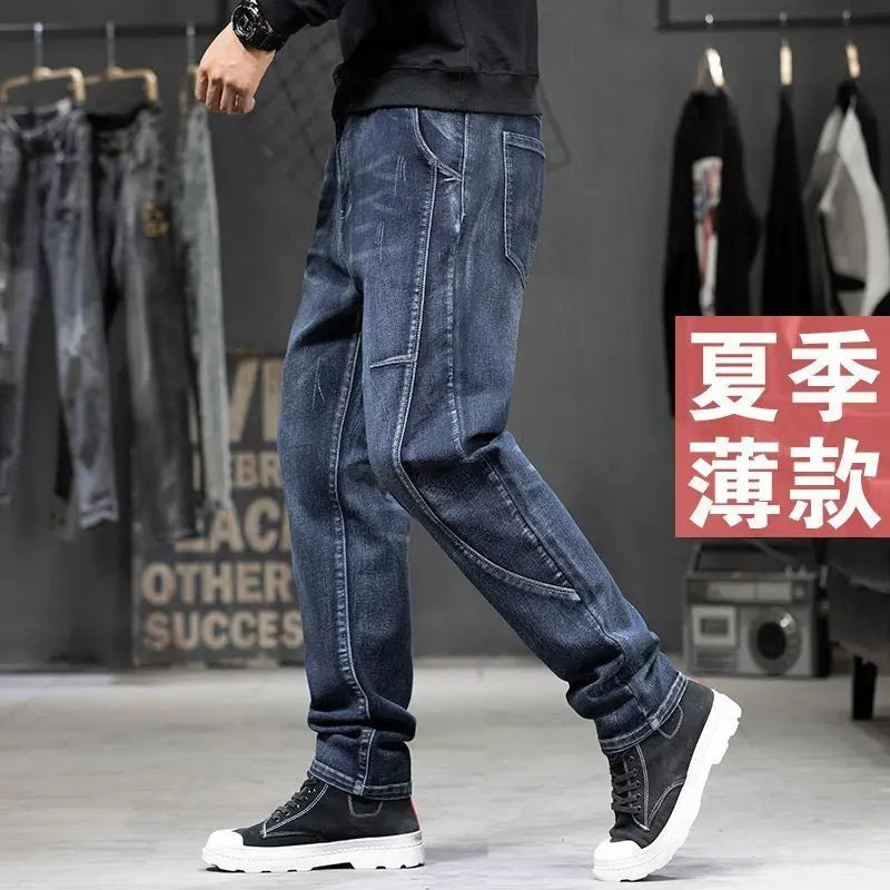 Summer Designer Clothes High Quality Punk Harajuku Fashion Casual Plus Size Slim Fit Denim Jeans for  2024 Cowboy Pants for Men