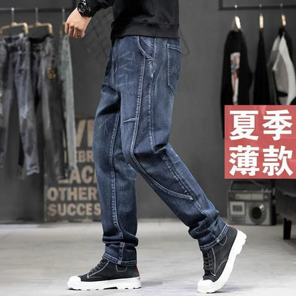 Summer Designer Clothes High Quality Punk Harajuku Fashion Casual Plus Size Slim Fit Denim Jeans for  2024 Cowboy Pants for Men