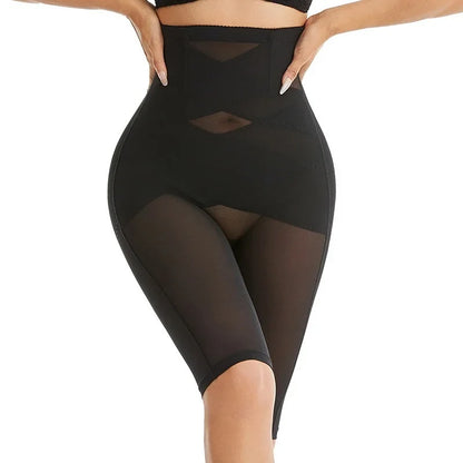 Knee Length Mesh Thigh Slim Shapewear Short Butt Lifting Shorts High Waist Control Panties Breathable Body Shaper Summer