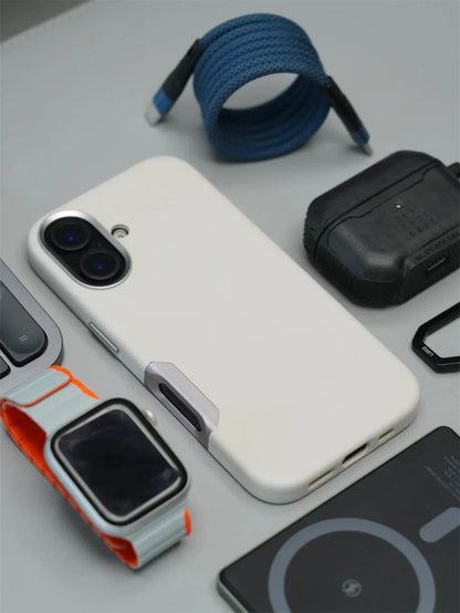 زر كاميرا من الألومنيوم لهاتف iPhone 16 Pro Max، جراب جلدي صلب من السبائك، غطاء مقاوم للصدمات مع شحن لاسلكي مغناطيسي لـ MagSafe
