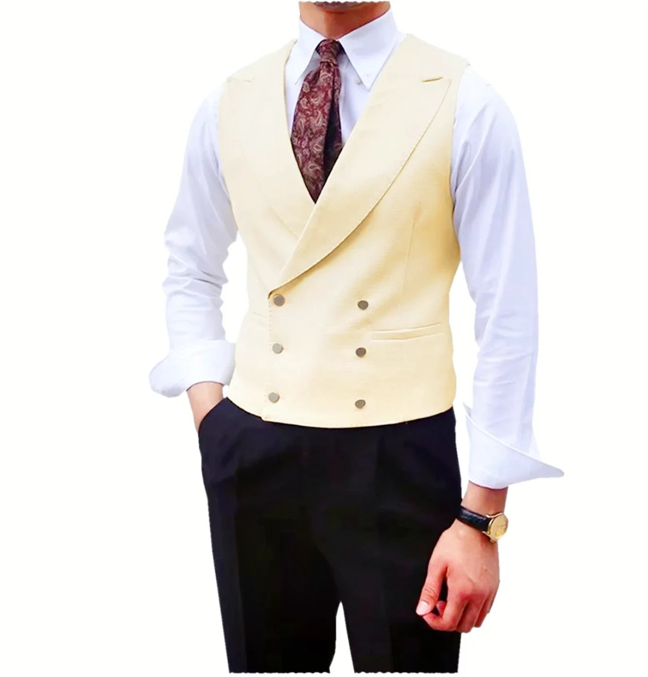 Fashion Solid Vests for Men Casual Style Sleeveless Male Fashion Waistcoat 1 Piece Slim Fit Beach Prom Party Suits Vest
