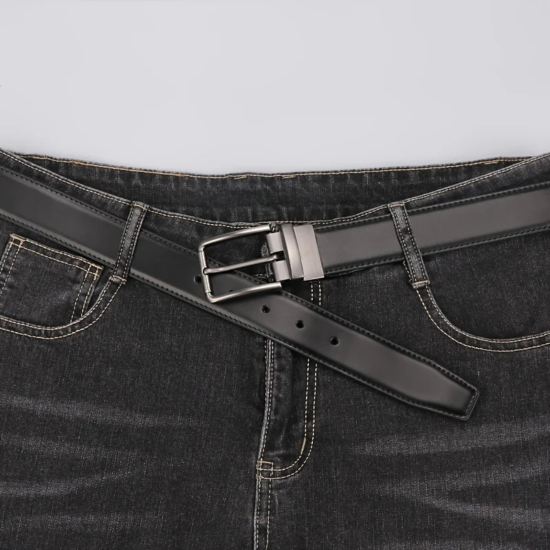 1pc Men's Genuine Leather Cowhide Reversible Belt