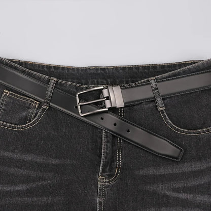 1pc Men's Genuine Leather Cowhide Reversible Belt