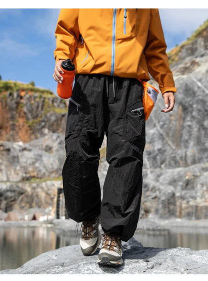Male Hiking Pants Outdoor Waterproof Mountaineering Sports Trousers Autumn Elastic Waist Breathable Camping Fishing Cargo Pants