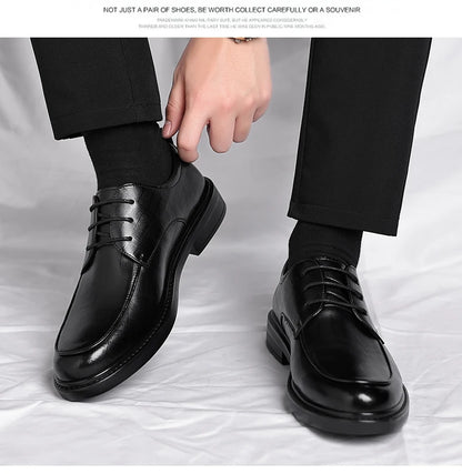 Big Size Elevator Shoes Men Leather Shoes Height Increasing Shoes For Man Increase Insole 6-8CM Invisible Heightening Lift Shoes