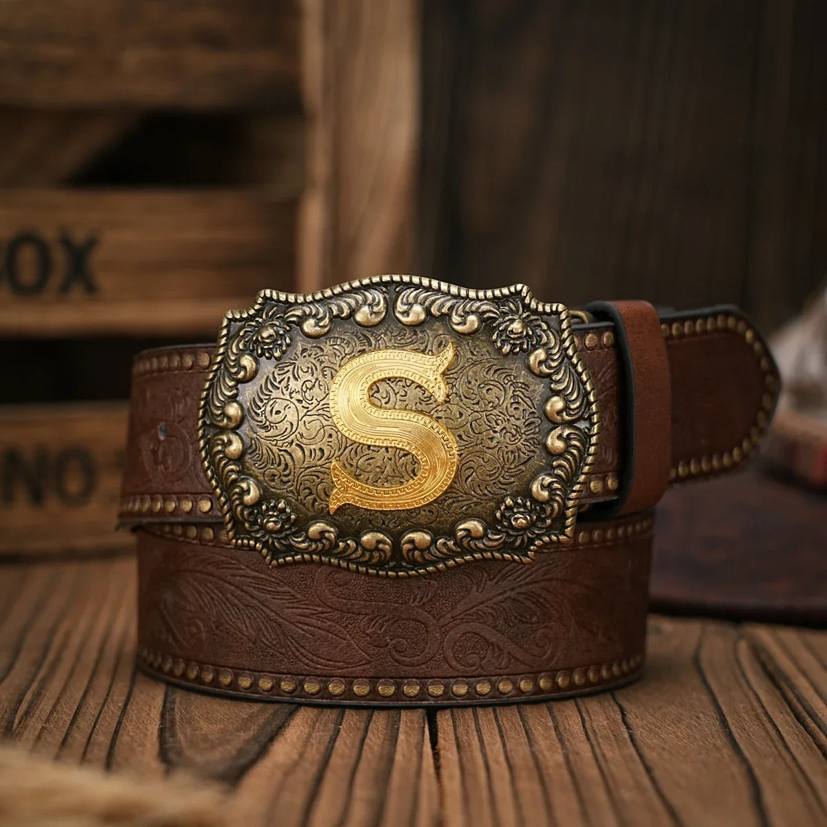 Vintage style PU Leather Western Denim Belt Classic Letter buckle - 3.8 cm wide, durable and stylish for men and women - perfect
