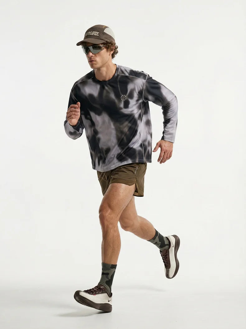 Men's Digital Camo Long-Sleeved T-Shirt: Lightweight, Breathable, Moisture-Wicking—Ideal for Outdoor Sports & Fitness