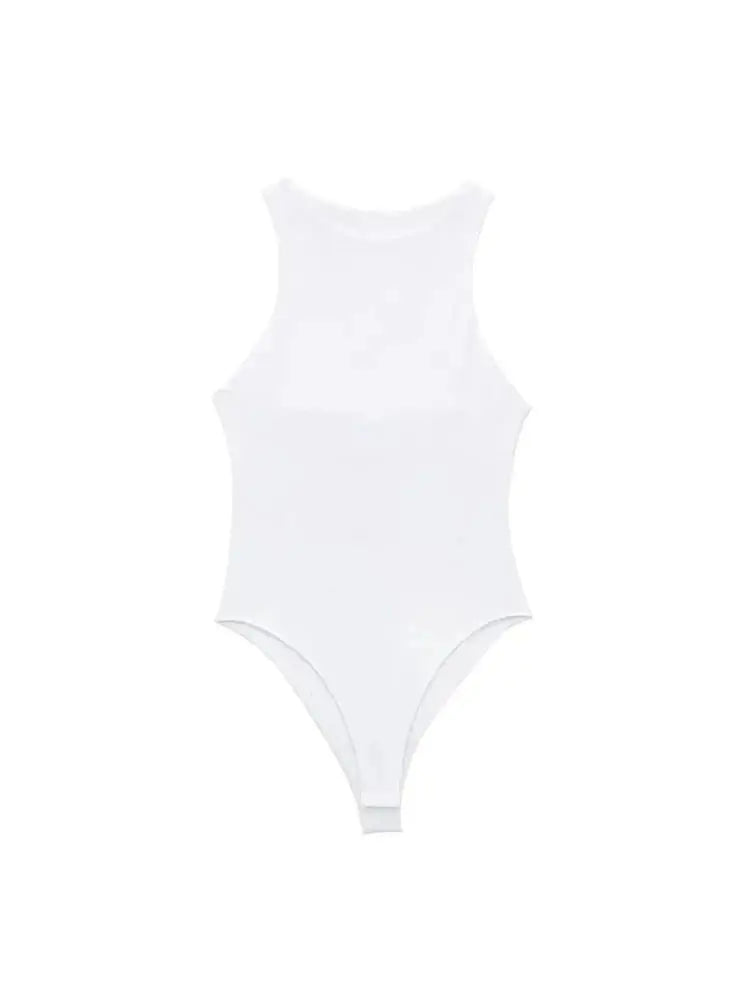 Women Fashion With Halter Neck Skinny Bodysuit Sexy Sleeveless Snap-button Female Playsuits Mujer